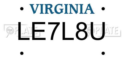 LE7L8U Virginia License Plate