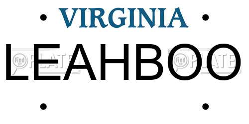 LEAHBOO Virginia License Plate