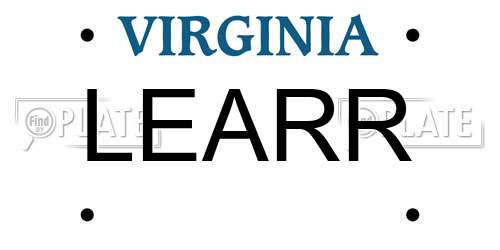 LEARR Virginia License Plate