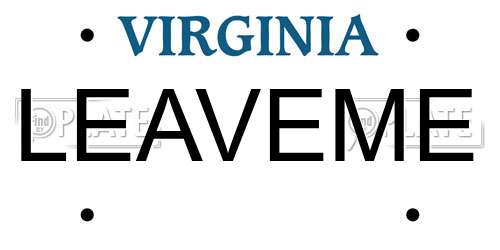 LEAVEME Virginia License Plate