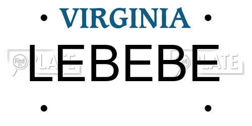 LEBEBE Virginia License Plate