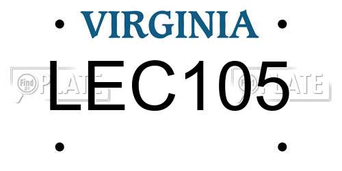 LEC105 Virginia License Plate