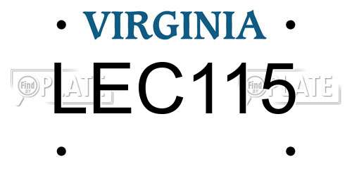 LEC115 Virginia License Plate