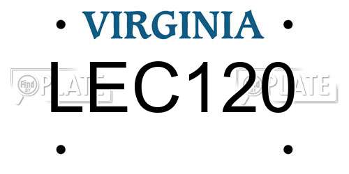 LEC120 Virginia License Plate