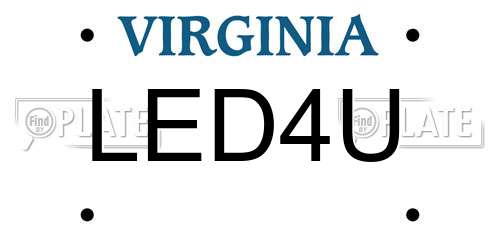 LED4U Virginia License Plate