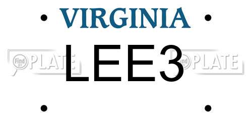LEE3 Virginia License Plate