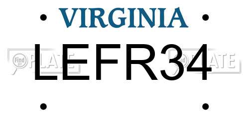 LEFR34 Virginia License Plate
