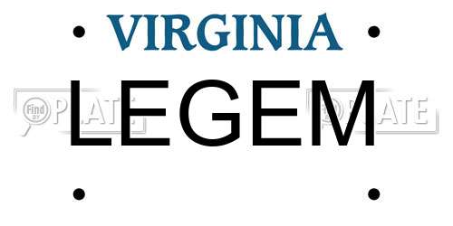 LEGEM Virginia License Plate