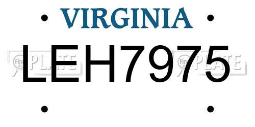LEH7975 Virginia License Plate