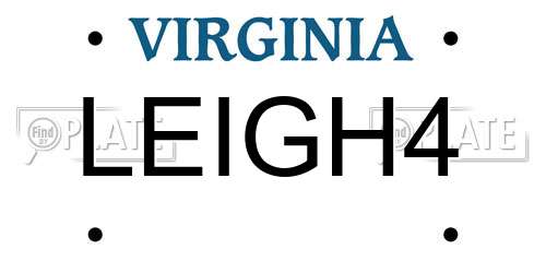 LEIGH4 Virginia License Plate