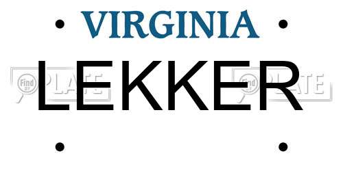 LEKKER Virginia License Plate