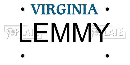 LEMMY Virginia License Plate