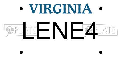 LENE4 Virginia License Plate