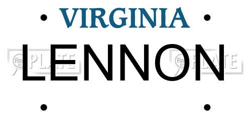 LENNON Virginia License Plate