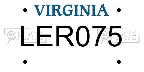 LER075 Virginia License Plate