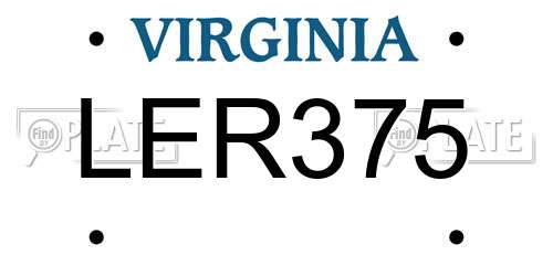 LER375 Virginia License Plate