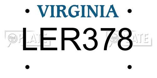 LER378 Virginia License Plate