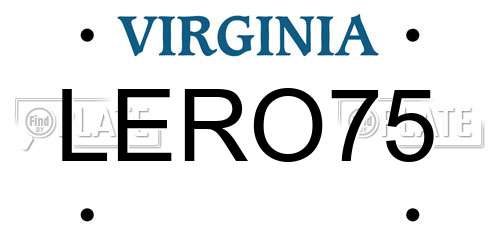 LERO75 Virginia License Plate