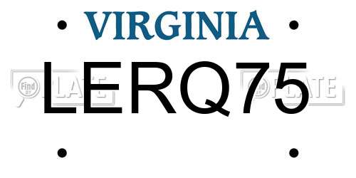 LERQ75 Virginia License Plate