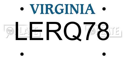 LERQ78 Virginia License Plate