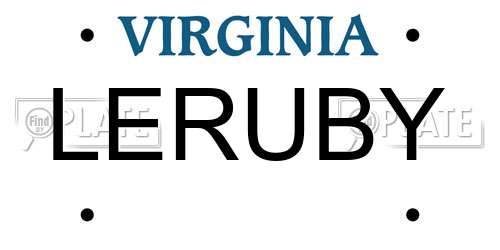 LERUBY Virginia License Plate