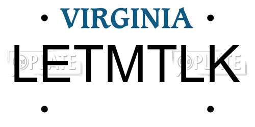 LETMTLK Virginia License Plate