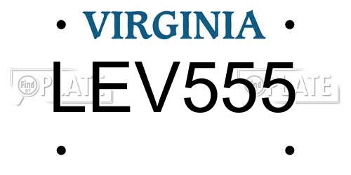 LEV555 Virginia License Plate