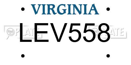 LEV558 Virginia License Plate