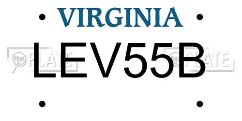 LEV55B Virginia License Plate