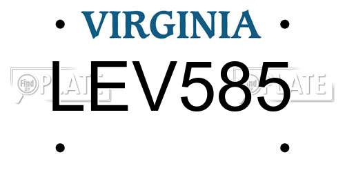 LEV585 Virginia License Plate