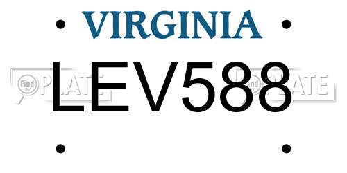 LEV588 Virginia License Plate