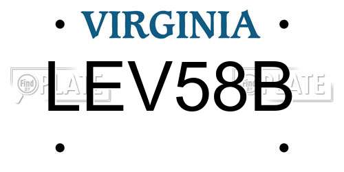 LEV58B Virginia License Plate