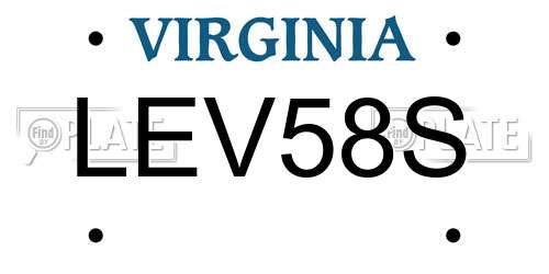 LEV58S Virginia License Plate