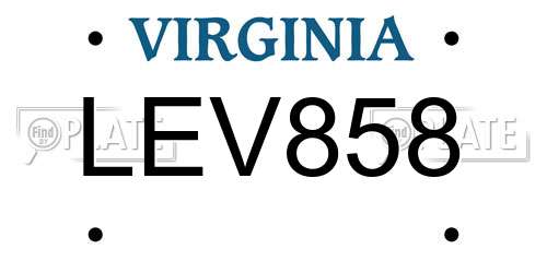 LEV858 Virginia License Plate
