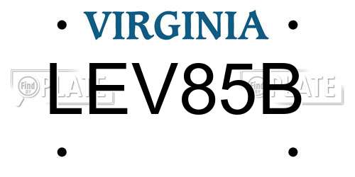 LEV85B Virginia License Plate