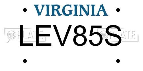 LEV85S Virginia License Plate