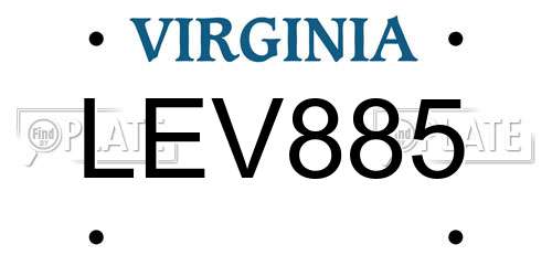 LEV885 Virginia License Plate