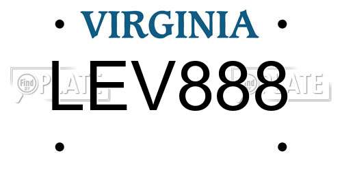 LEV888 Virginia License Plate
