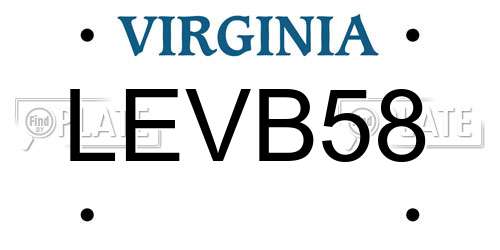 LEVB58 Virginia License Plate
