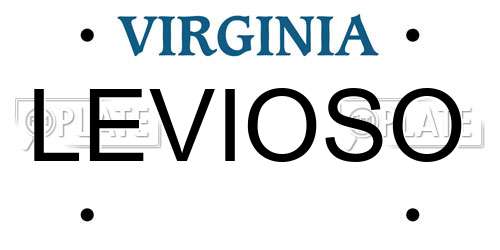 LEVIOSO Virginia License Plate