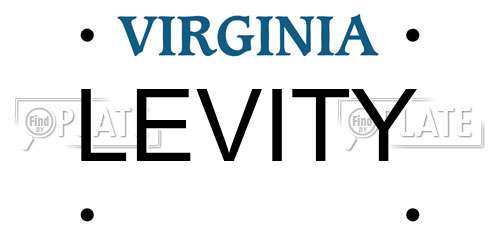 LEVITY Virginia License Plate