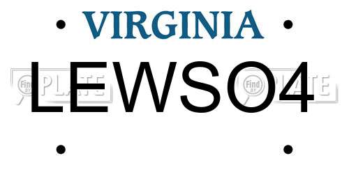 LEWSO4 Virginia License Plate