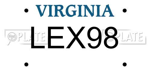 LEX98 Virginia License Plate
