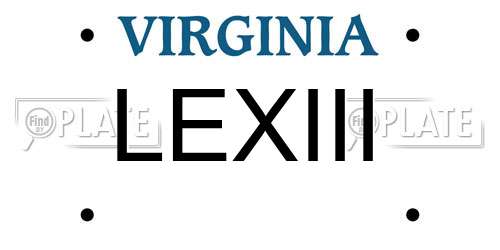LEXIII Virginia License Plate