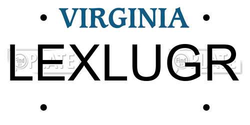 LEXLUGR Virginia License Plate