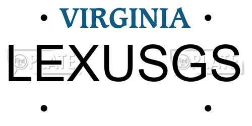 LEXUSGS Virginia License Plate