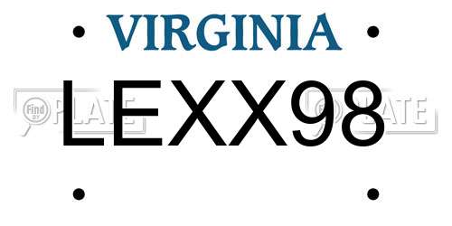 LEXX98 Virginia License Plate
