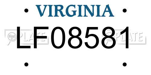 LF08581 Virginia License Plate