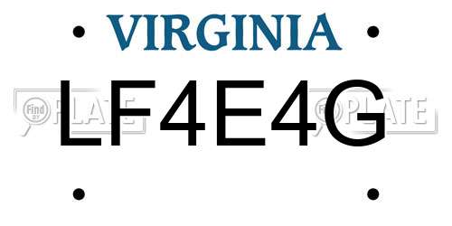 LF4E4G Virginia License Plate