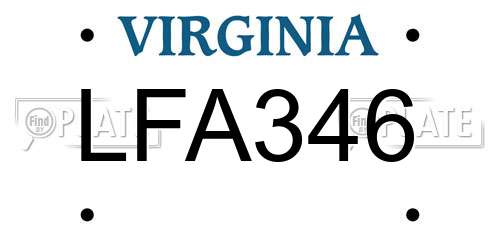 LFA346 Virginia License Plate